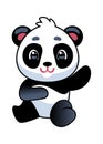 Panda. Cute asian adorable bear seating, china baby mascot zoo animal, simple icon or logo design, tropical black and Royalty Free Stock Photo