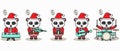 Vector illustration of Panda Cute Santa Band