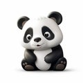 Panda 3d Icon: Cartoon Clay Material With Nintendo Isometric Spot Light