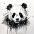 Expressive Panda Bear Painting With Ink And Watercolor