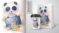 Panda with diplomat poster and merchandising