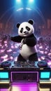 panda dj in the disco club party, laying down the beats ai created