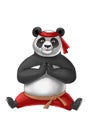 Panda does the splits in red pants