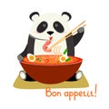 Panda eating chinese soup