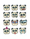 Panda Emoji faces with different emotions collection set character, cute animal