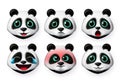 Panda emoji vector set. Big cute panda bear face emoticon in angry and happy emotions for character collection. Royalty Free Stock Photo