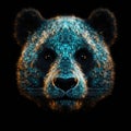 Panda Face Shape In Fire On Black Background. Generative AI Royalty Free Stock Photo