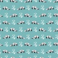 Panda Family in Forest Vector Illustration Seamless Pattern Royalty Free Stock Photo