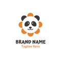 Panda Flower Logo Design Template