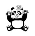 Panda with flower. Panda with rose. Panda with flower on Head