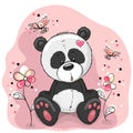 Panda with flowers