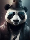 panda gangster in glasses and hat illustration