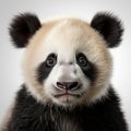 Hyper-realistic Panda Close-up: Photobashing Style Portrait On Gray Background