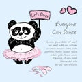 Panda Girl ballet dancer, vector illustration background