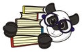 Panda with glasses holding a lot of books Royalty Free Stock Photo