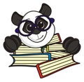 Panda with glasses holding a lot of books Royalty Free Stock Photo