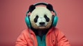 Panda Groove: Stylishly Wrapped in a Cozy Jacket and Headphones