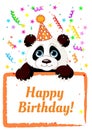 Panda happy birthday card for all uses