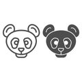 Panda head line and solid icon. Simple silhouette, bamboo asian bear. Animals vector design concept, outline style Royalty Free Stock Photo