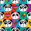 Panda head love square seamless