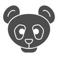 Panda head solid icon. Simple silhouette, bamboo asian bear. Animals vector design concept, glyph style pictogram on Royalty Free Stock Photo