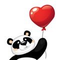 Panda with heart balloon