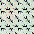 Panda Heart Seamless Pattern