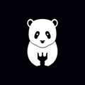 Panda hold crown logo design vector graphic symbol icon illustration creative idea