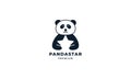 Panda hold star cute cartoon logo icon vector illustration