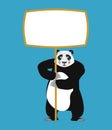 Panda holding banner blank. Chinese bear and white blank. Animal Royalty Free Stock Photo