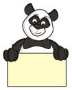 Panda holding a blank plate Royalty Free Stock Photo