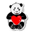 Panda holding love heart red balloon sticker. cute bear pattern Royalty Free Stock Photo