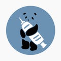 Panda Holding Syringe Icon Vector