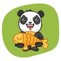 Panda Holds Big Fish Royalty Free Stock Photo