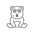 Black line icon for Panda, bear and cute