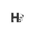 Panda icon behind letter H logo illustration