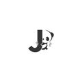 Panda icon behind letter J logo illustration