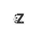 Panda icon behind letter Z logo illustration