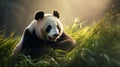 Soft Light Photography: Panda Grazing In Mike Campau Style (8k Resolution