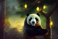 Panda in the jungle. Illustration for advertising, cartoons, games, print media