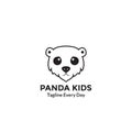 Panda kids head sad logo design