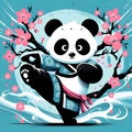 A panda kong fo background illustration cherry blossom ai generator