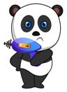 Panda with laser gun, illustration, vector