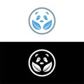 panda leaf logo design,panda logo template,Cute panda face,Love panda logo. cute Panda Logo design vector template. animal, asia,