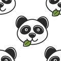 Panda with leaf in mouth seamless pattern Chinese symbolic animal