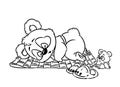 Panda little sleeping coloring page