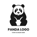 Panda logo vector template emblem symbol. Head icon design isolated on white background. Modern black and white illustration Royalty Free Stock Photo