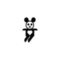 Panda love logo vector icon illustration