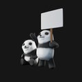 Panda mascot 3d render with clipping path