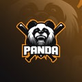 Panda mascot logo design vector with modern illustration concept style for badge, emblem and tshirt printing. panda illustration Royalty Free Stock Photo